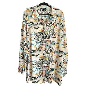 Chadwicks Women’s Floral Print Long Sleeve Semi-Sheer Tunic Blouse XL Tall